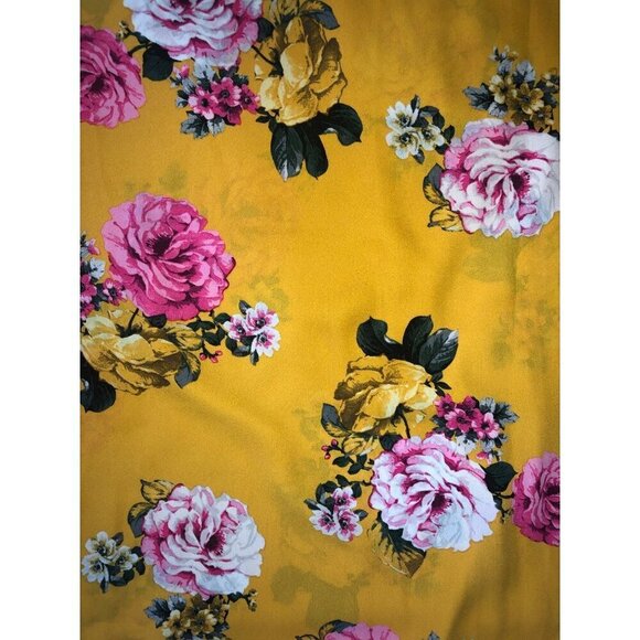 Torrid Top Size 2 2X Georgette High Neck Tank Yellow Pink Floral Asymmetrical - Picture 9 of 12